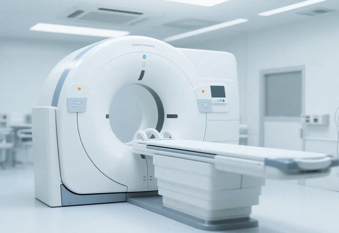 Hospital CT scanner representing medical device industry custom sheet metal manufacturing applications