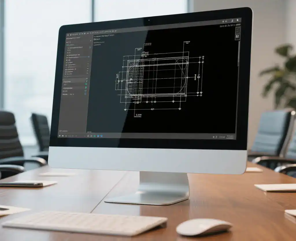 Engineer reviewing a CAD drawing for quotation