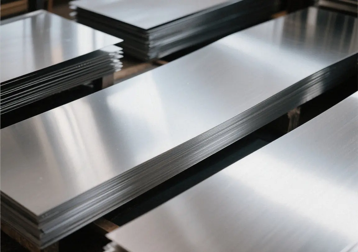 Polished stainless steel and aluminum raw metal sheets for custom consumer product sheet metal component manufacturing