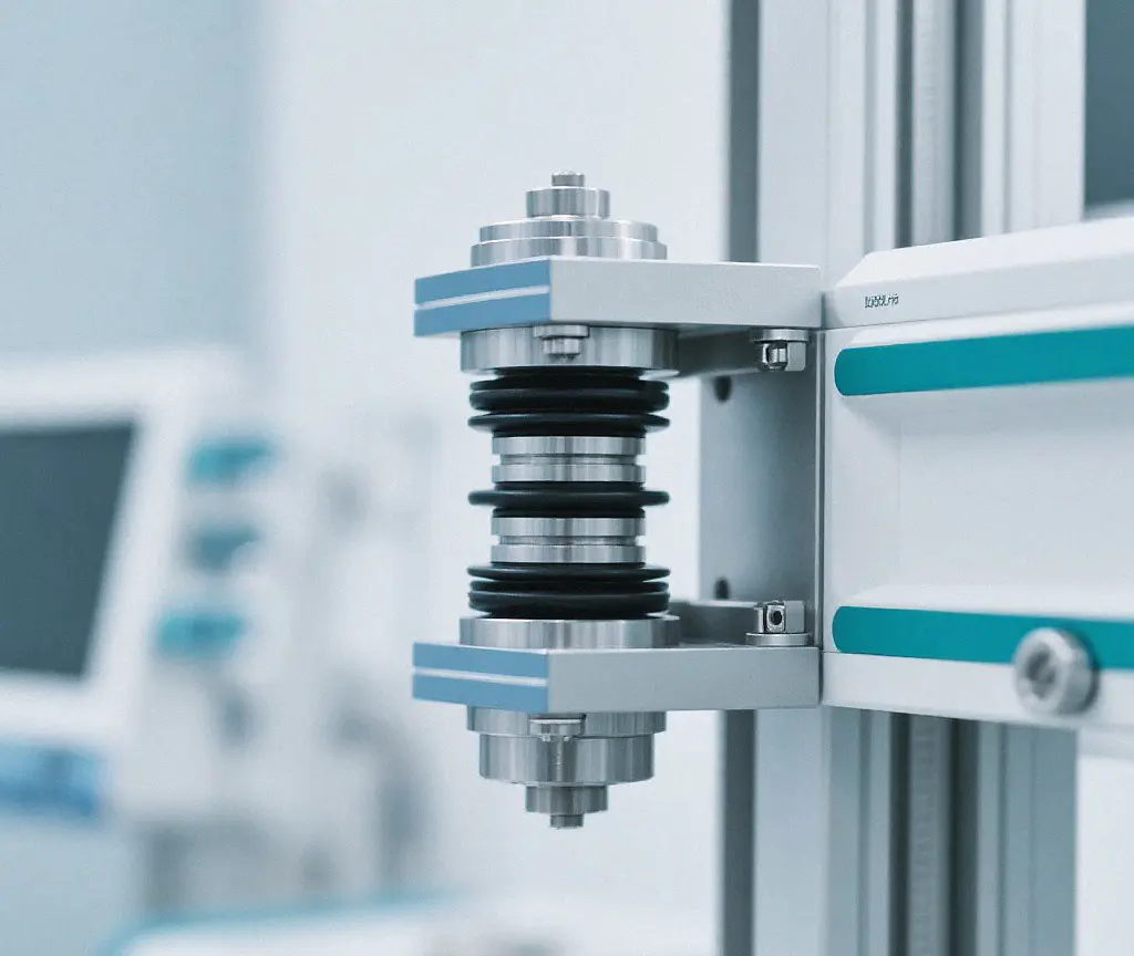 Vibration resistance testing fixture with reinforced metal parts for sensitive hospital medical diagnostic machinery