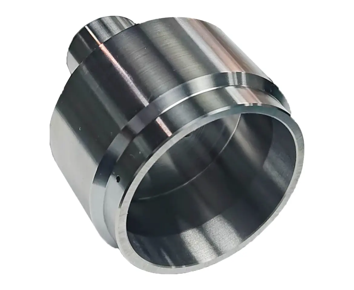 Polished stainless-steel sleeve housing produced by CNC turning