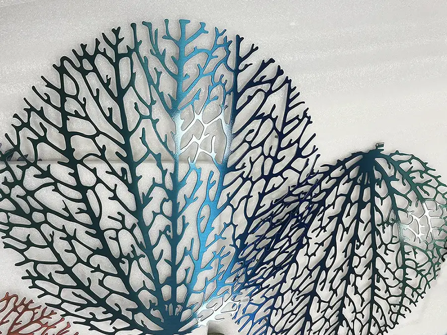 Laser-cut stainless-steel decorative coral artwork