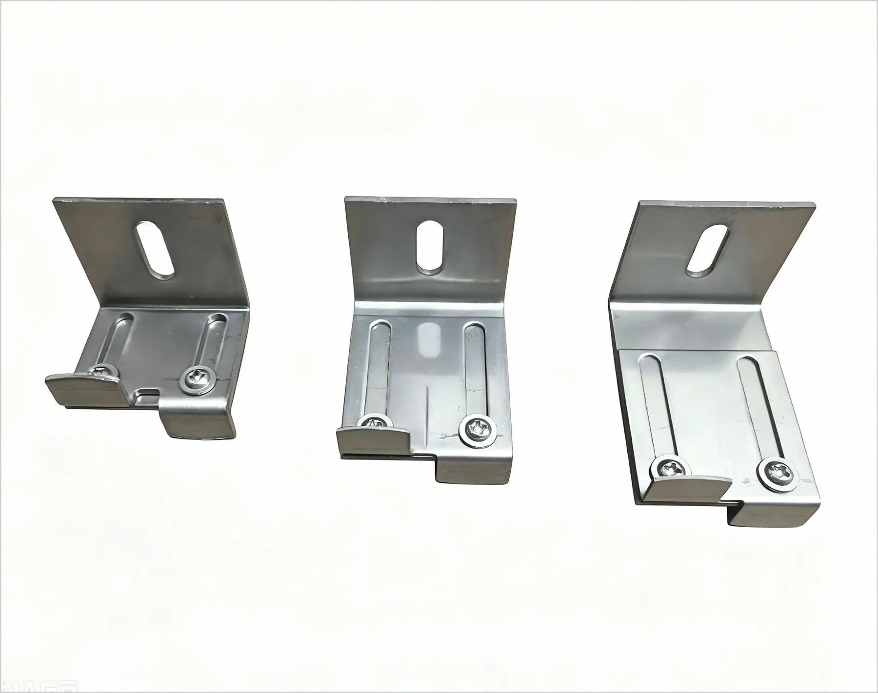 Stamped stainless-steel L-shaped brackets with slotted holes