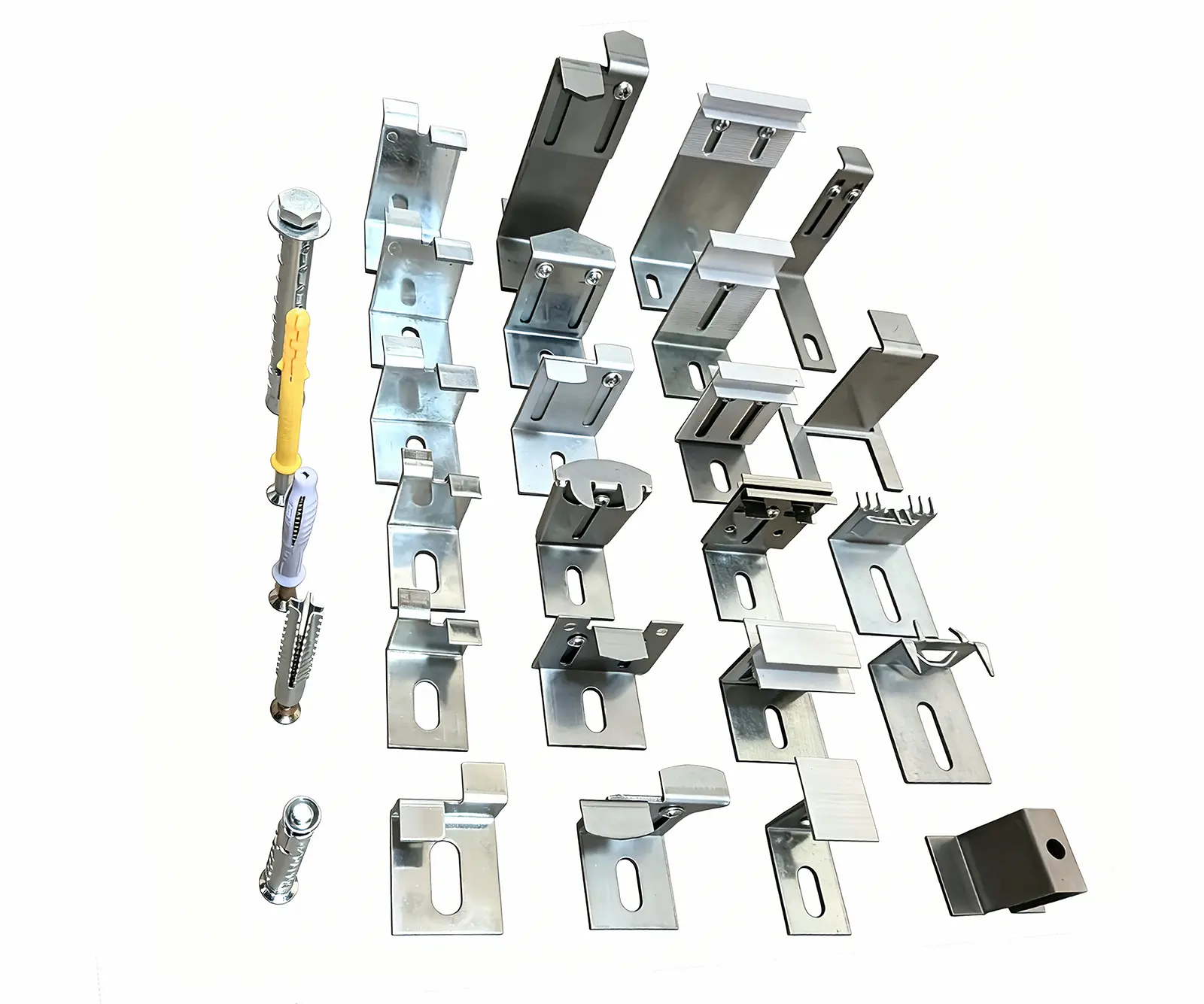 Stamped stainless-steel solar-panel mounting brackets