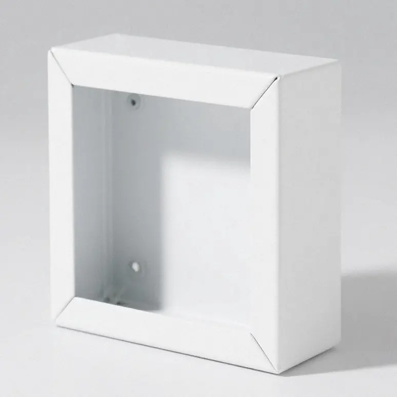 White powder-coated metal enclosure sample