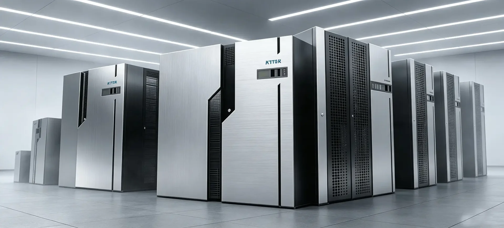 Precision sheet metal server rack cabinets in modern data center room