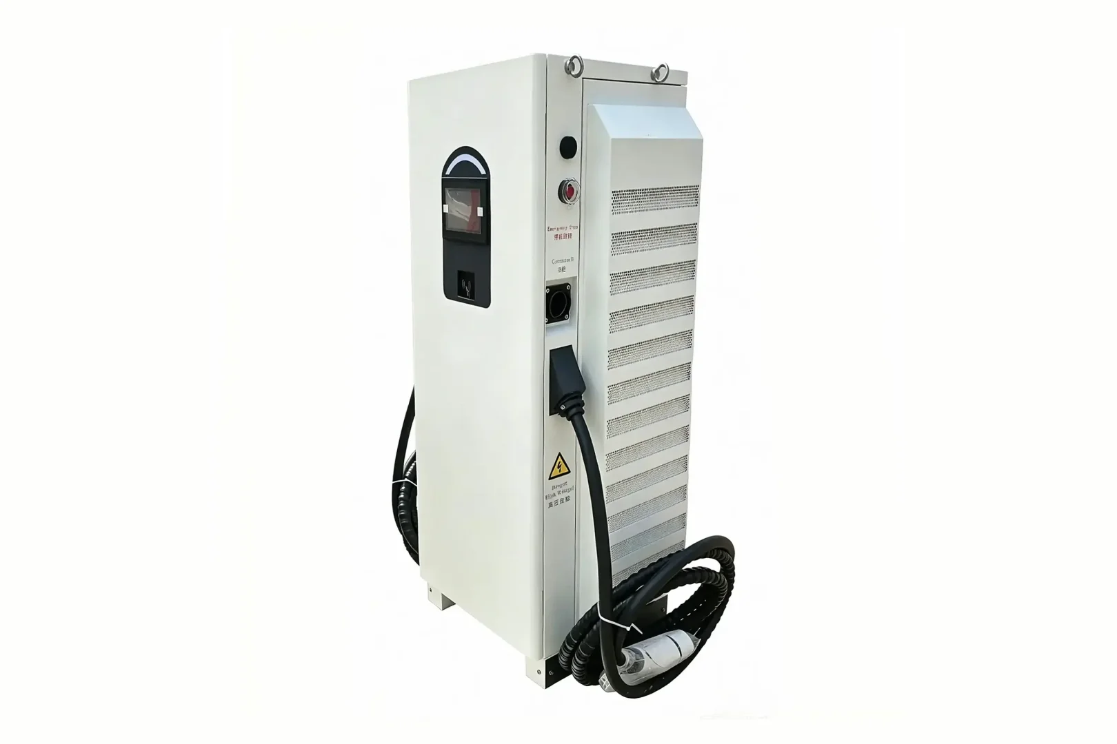 Floor-standing DC EV charger sheet metal enclosure with vented design